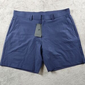 Fabletics Only Tech Shorts Mens 38 Navy Blue 4-Way Stretch Water Resistant 7.5"